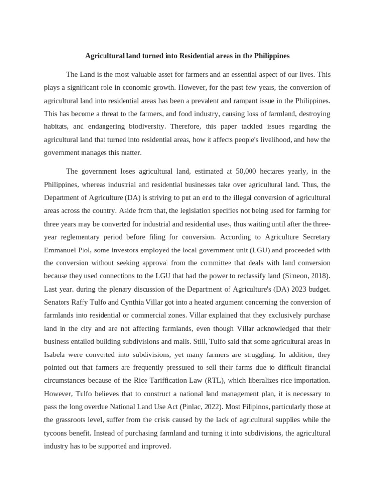 Agricultural Land Conversion Issues in the Philippines | PDF ...