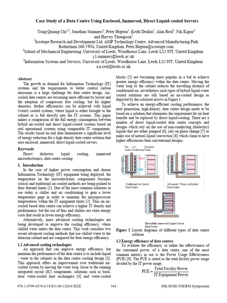 Case Study of A Data Centre Using Enclosed Immersed Direct Liquid ...
