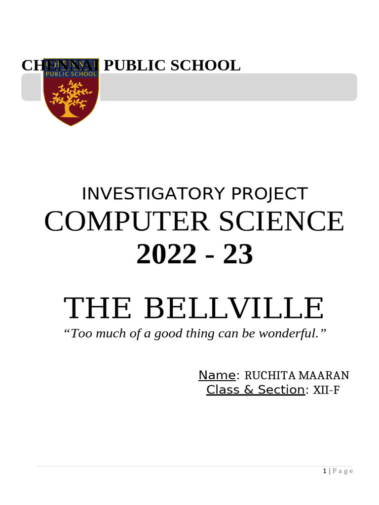 CSC Investigatory Project | PDF
