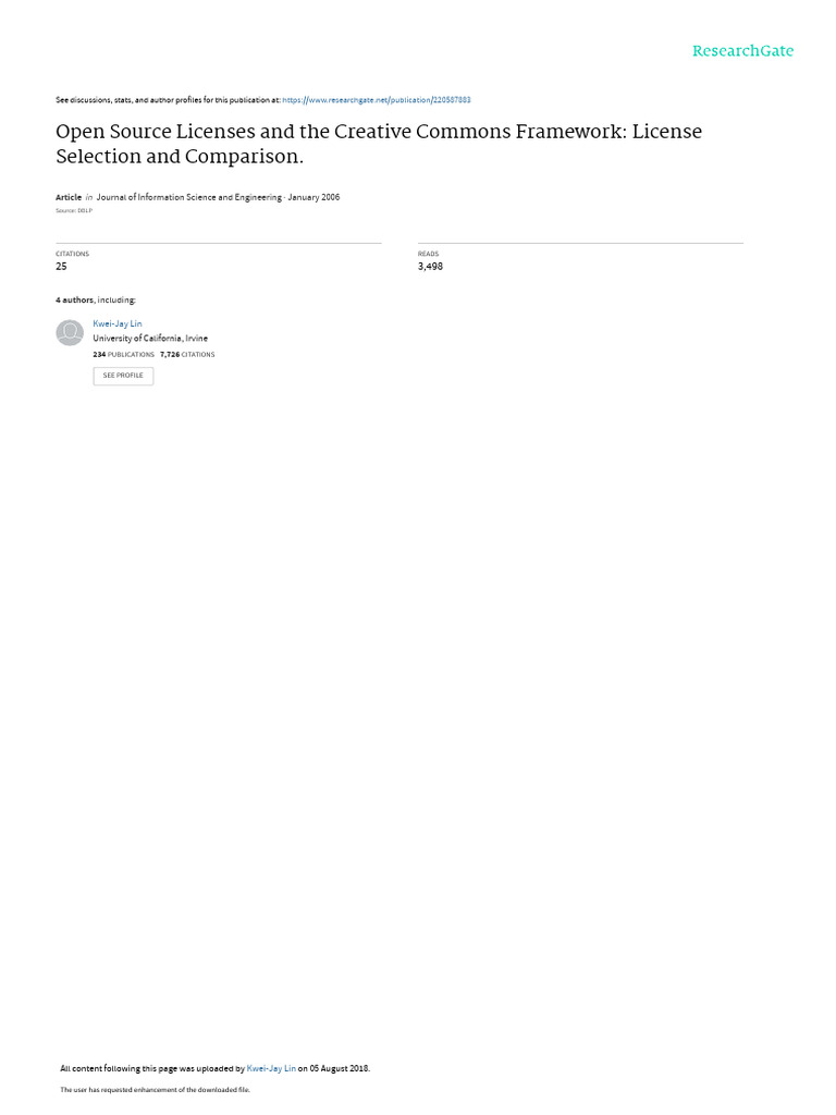 Open Source Licenses and The Creative Commons Fram | PDF