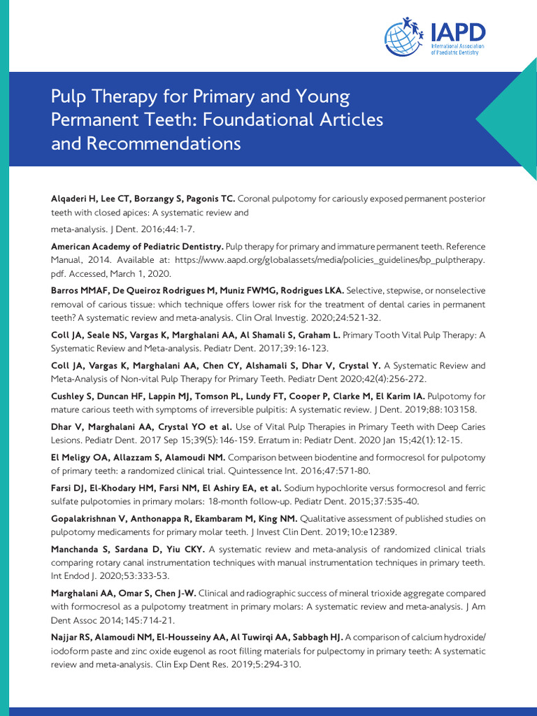 2022 - 12 - Pulp Therapy For Primary and Young Permanent Teeth | PDF