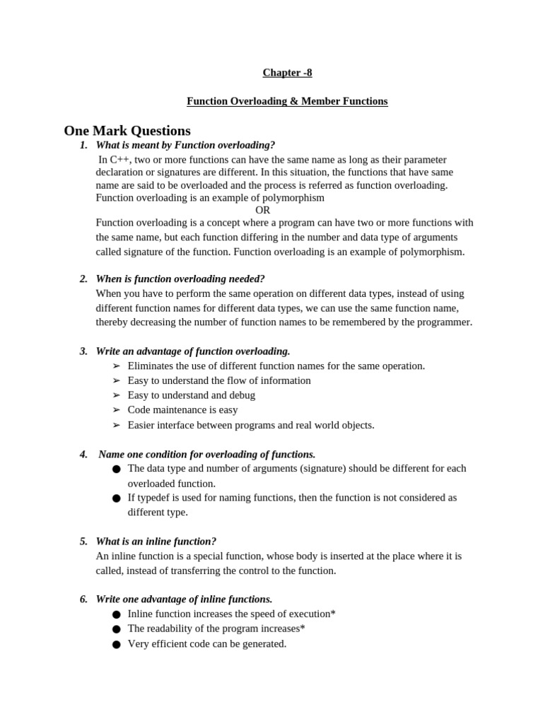 Chapter 8 Function Overloading | PDF