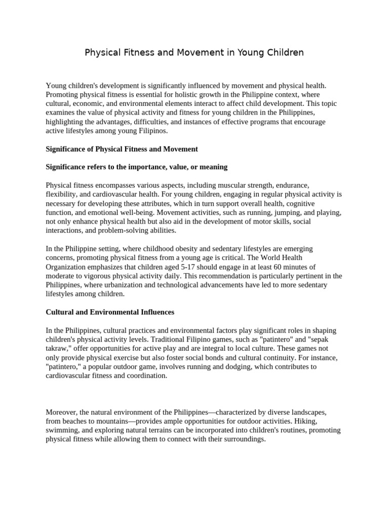 Physical Fitness and Movement in Young Children | PDF