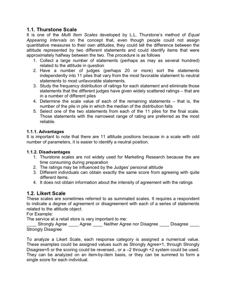 健康・医学 A manual to carry out Thurstone scaling Understanding the Thurstone Scale | PDF | Likert Scale | Cognition