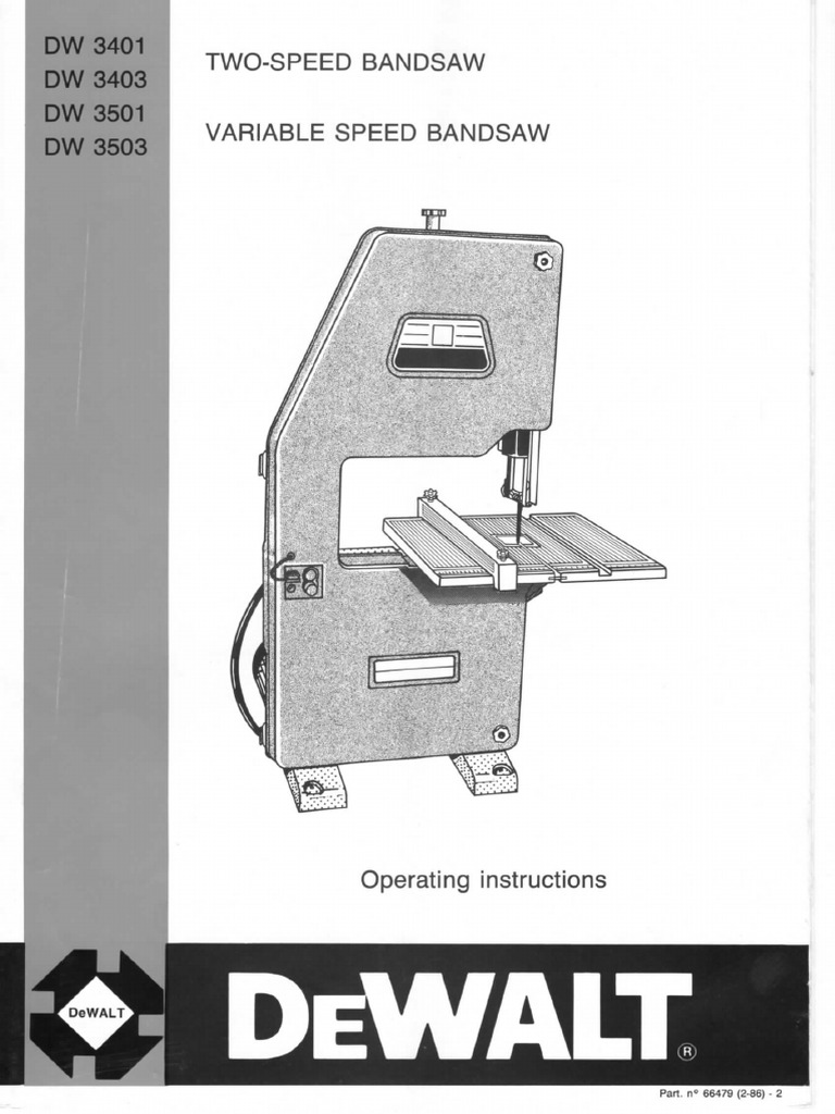 DeWalt+Bandsaw+Manual+DW+3401+3501 | PDF
