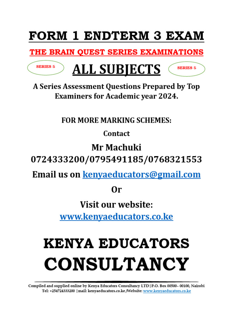 Form 1 Endyear Exams s5 | PDF