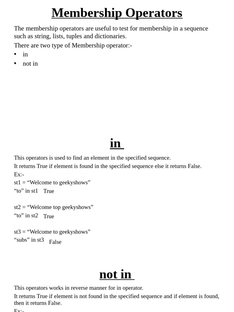 Membership Operator | PDF