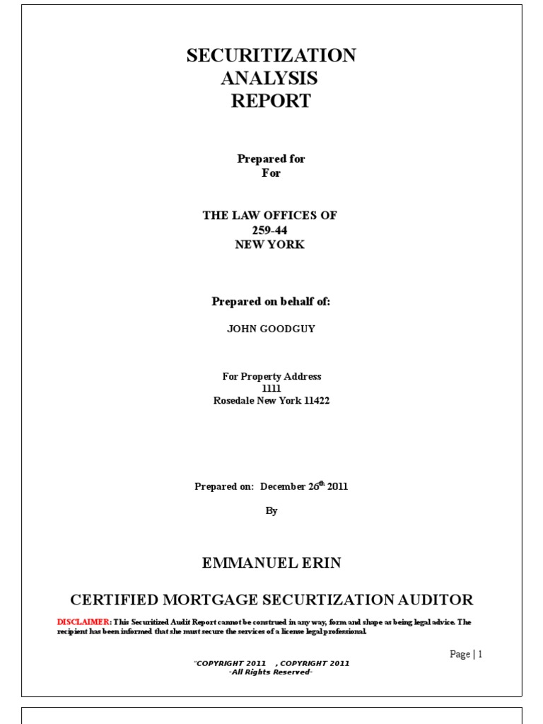 Sample SECURITY AUDIT REPORT | PDF | Security Interest | Mortgage Loan
