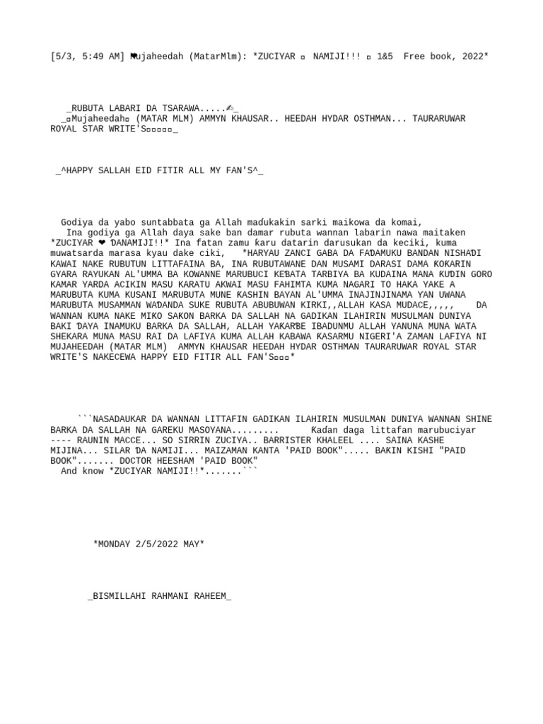 Zuciyar Namiji Complt Na Mujaheedah Matar Mlm Pdf