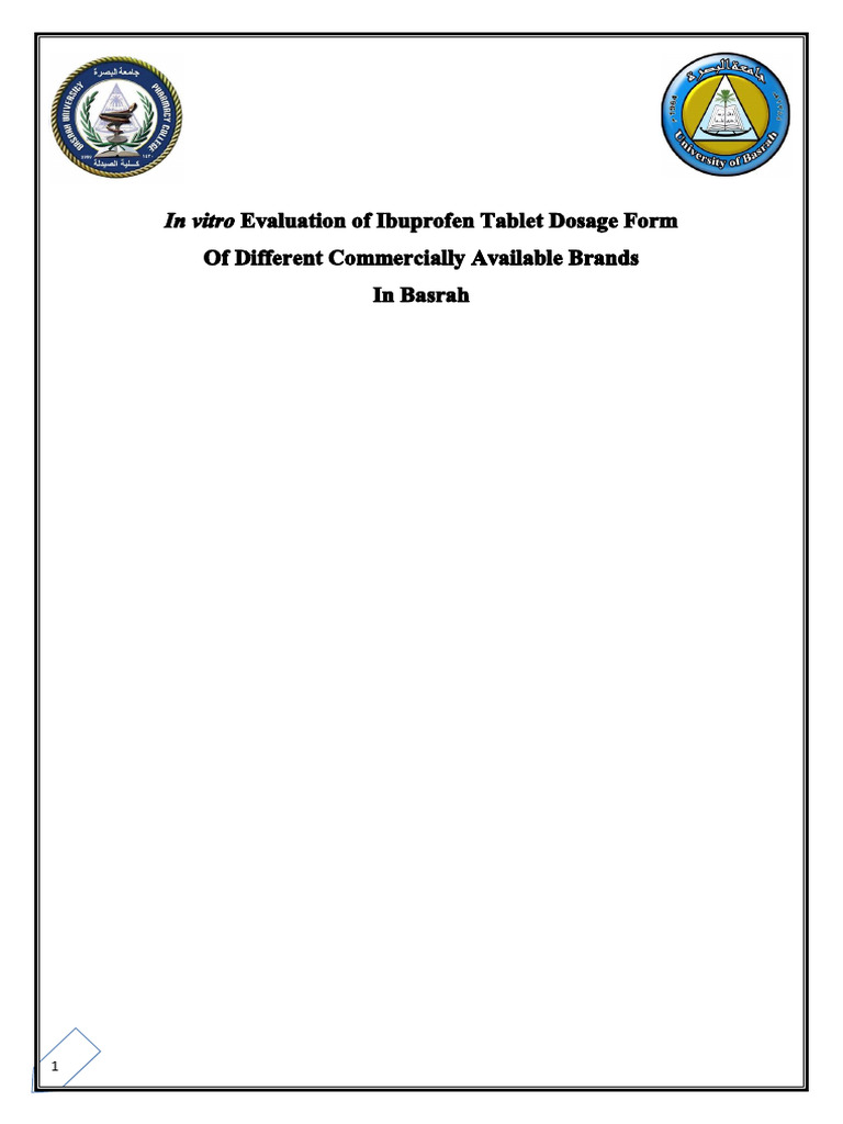 In Vitro Evaluation of Ibuprofen Tablets | PDF | Tablet (Pharmacy ...
