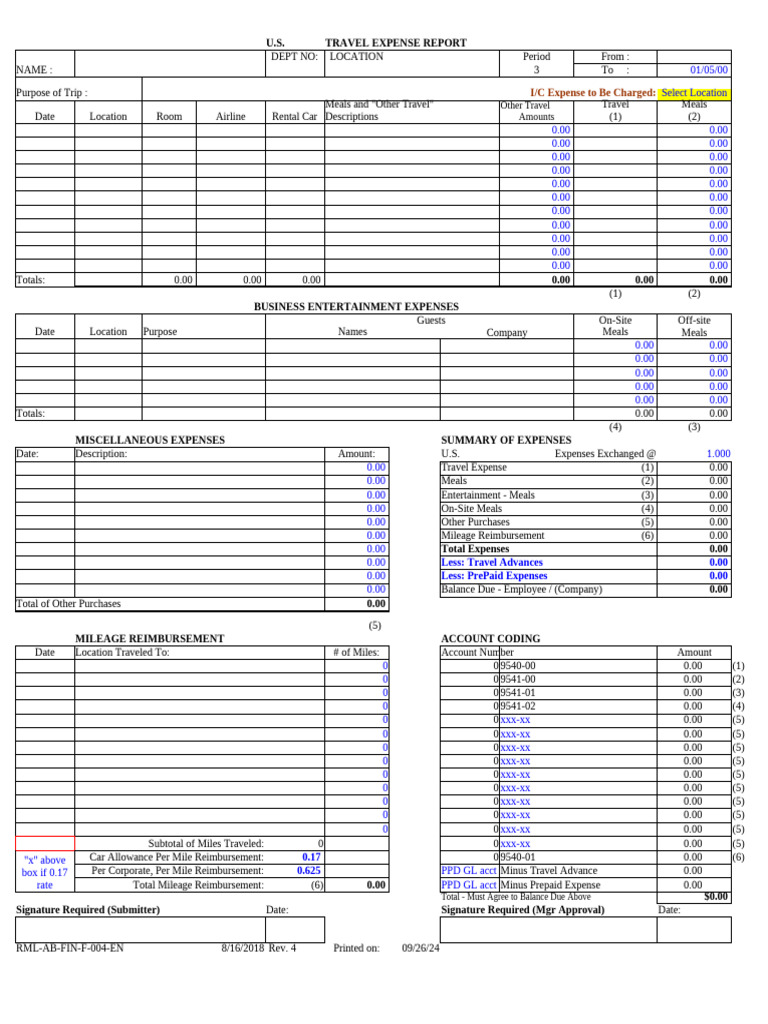Expense Travel Reimbursement Us Pdf