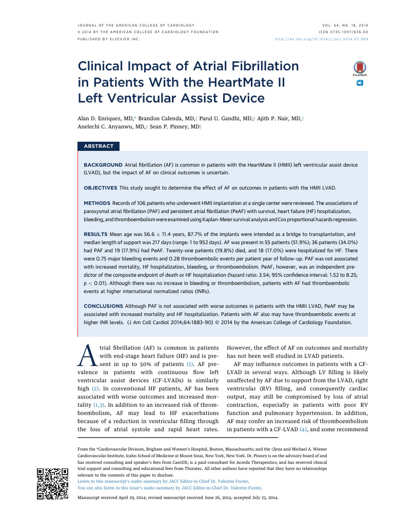 Clinical Impact of Atrial Fibrillation in Patients With The HeartMate ...