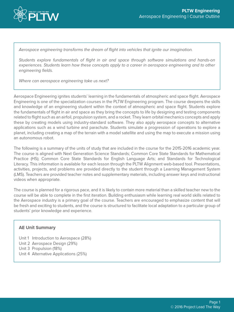 Aerospace Engineering Course Outline | PDF