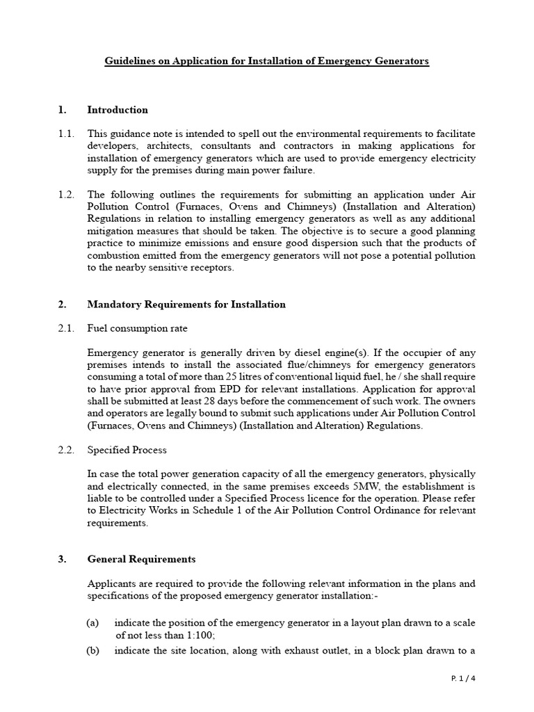 Guidelines For e Generator | PDF | Exhaust Gas | Technology & Engineering