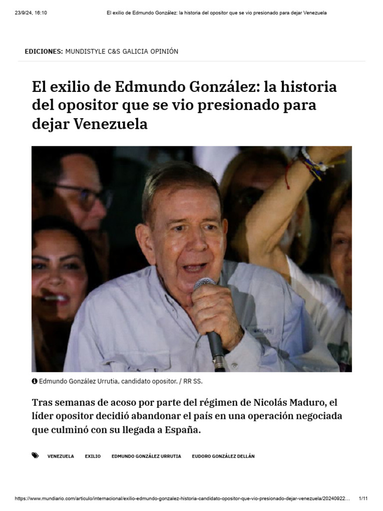 El Exilio de Edmundo González - La Historia Del Opositor Que Se Vio ...