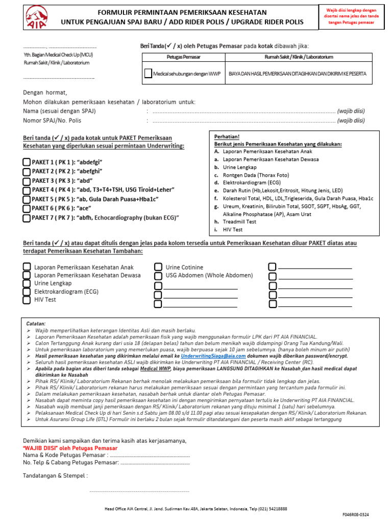 Surat Rujukan Pemeriksaan Medical Check Up. | PDF
