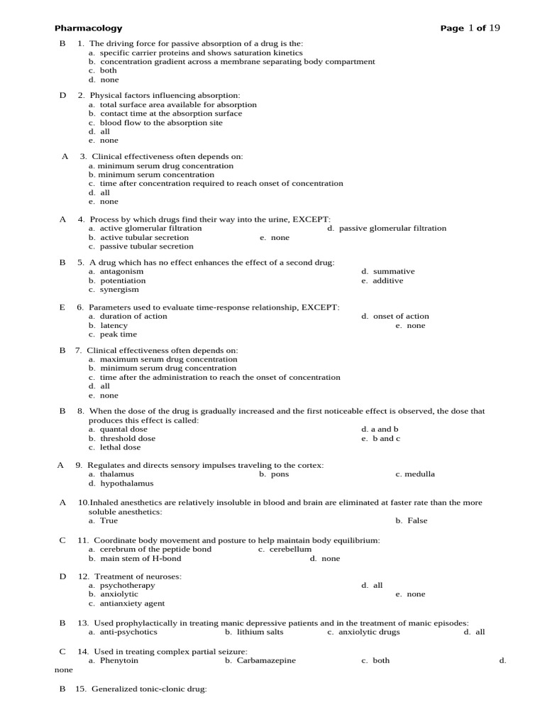 Pharmacology - GREEN PACOP | PDF