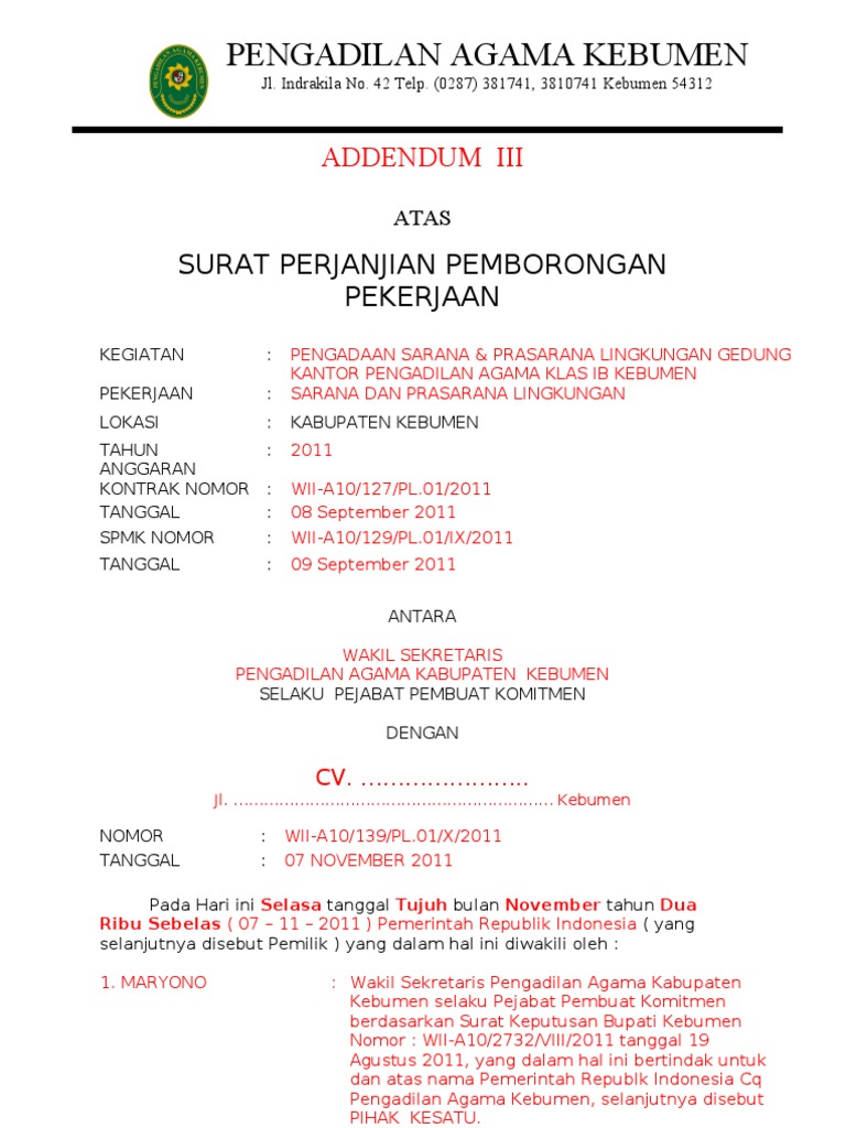 Addendum Perpanjangan | PDF | Pengelolaan Keuangan & Uang