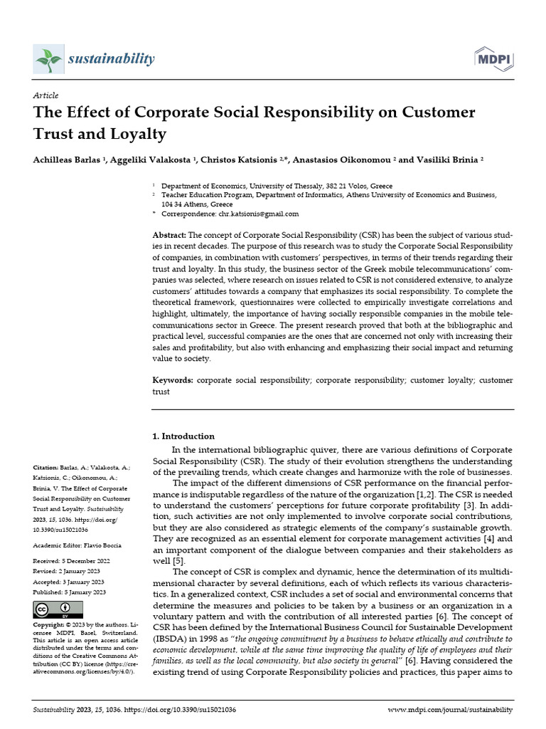 The Effect of Corporate Social Responsibility On C | PDF