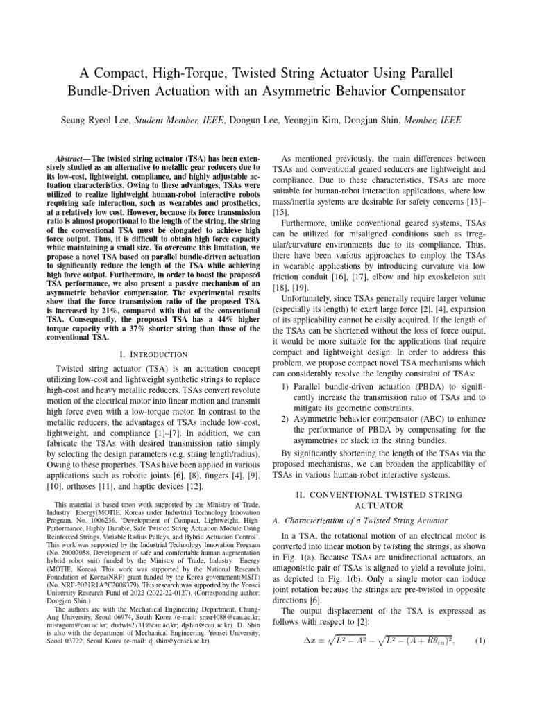 Twisted String Actuator Paper | PDF | Force | Actuator
