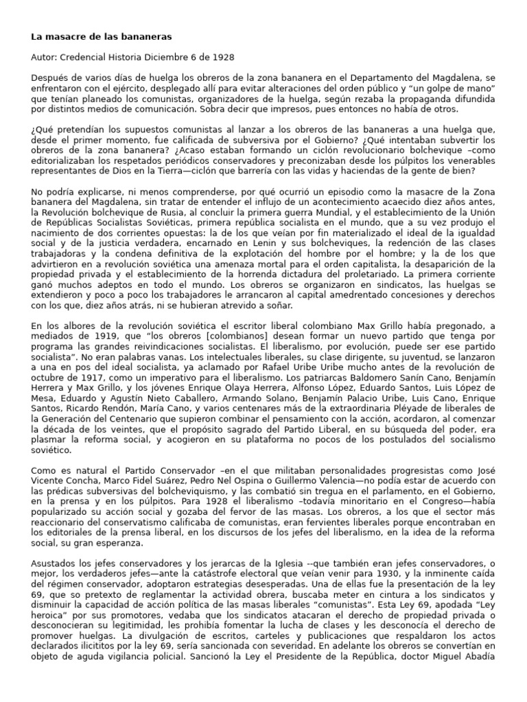 La masacre de las bananeras | PDF