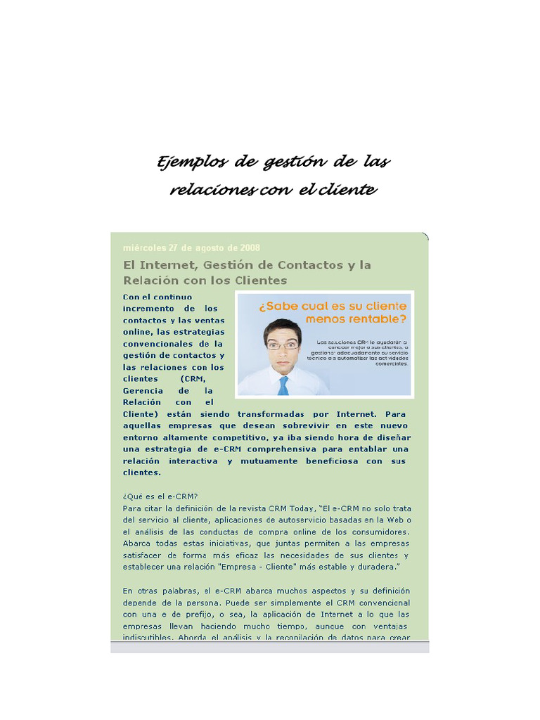 Ejemplo de Gestión de Las Relaciones Con El Cliente | PDF