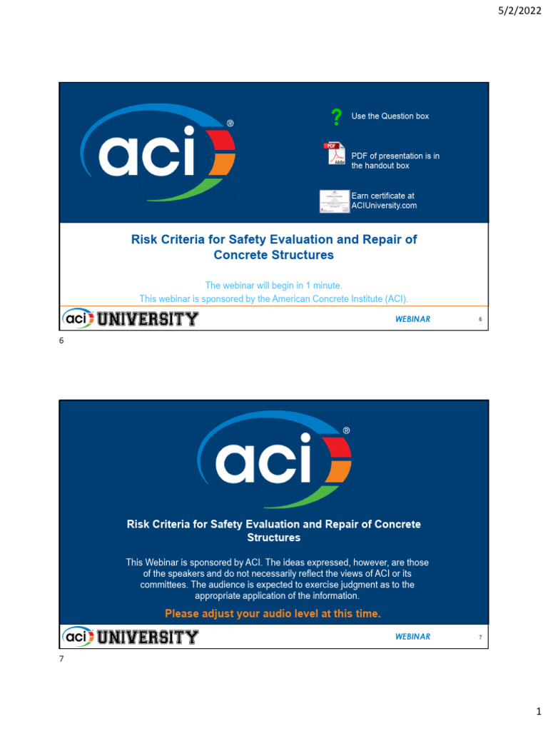 Risk Criteria for Safety Evaluation and Repair of Concrete Structures | PDF