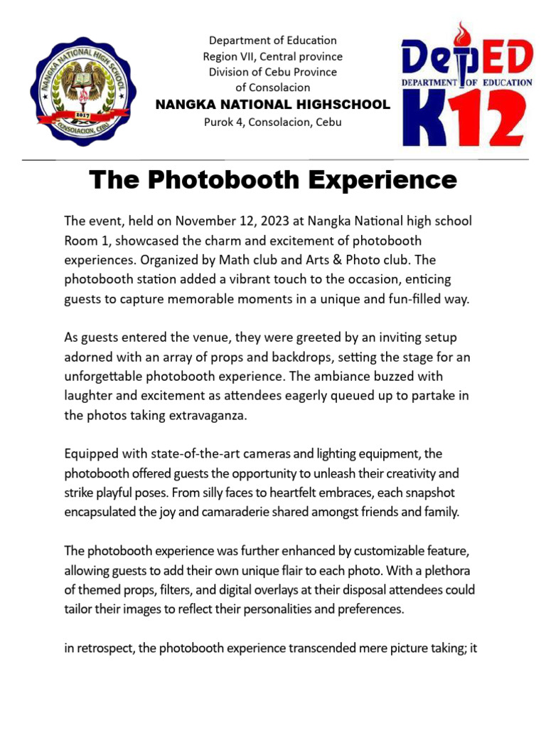The Photobooth Experience MATH CLUB | PDF