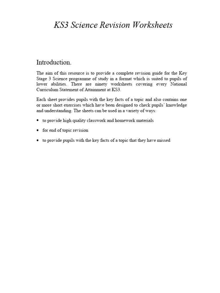 Science KS3 Review 1 | PDF