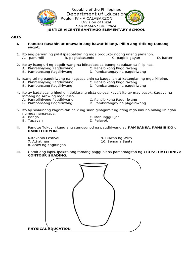 Summative Test Arts Pe Pdf