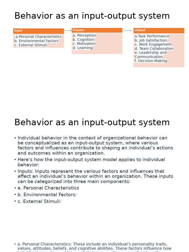 Behavior As Input Output System | PDF