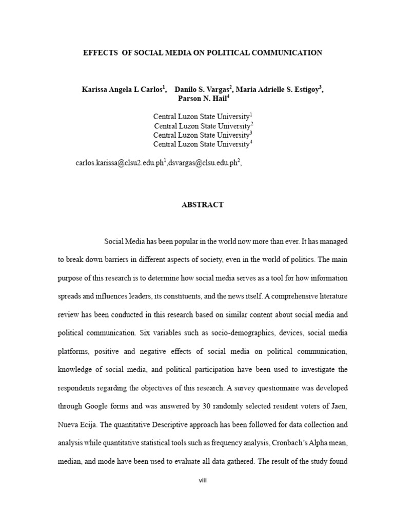Effects of Social Media On Political Communication | PDF