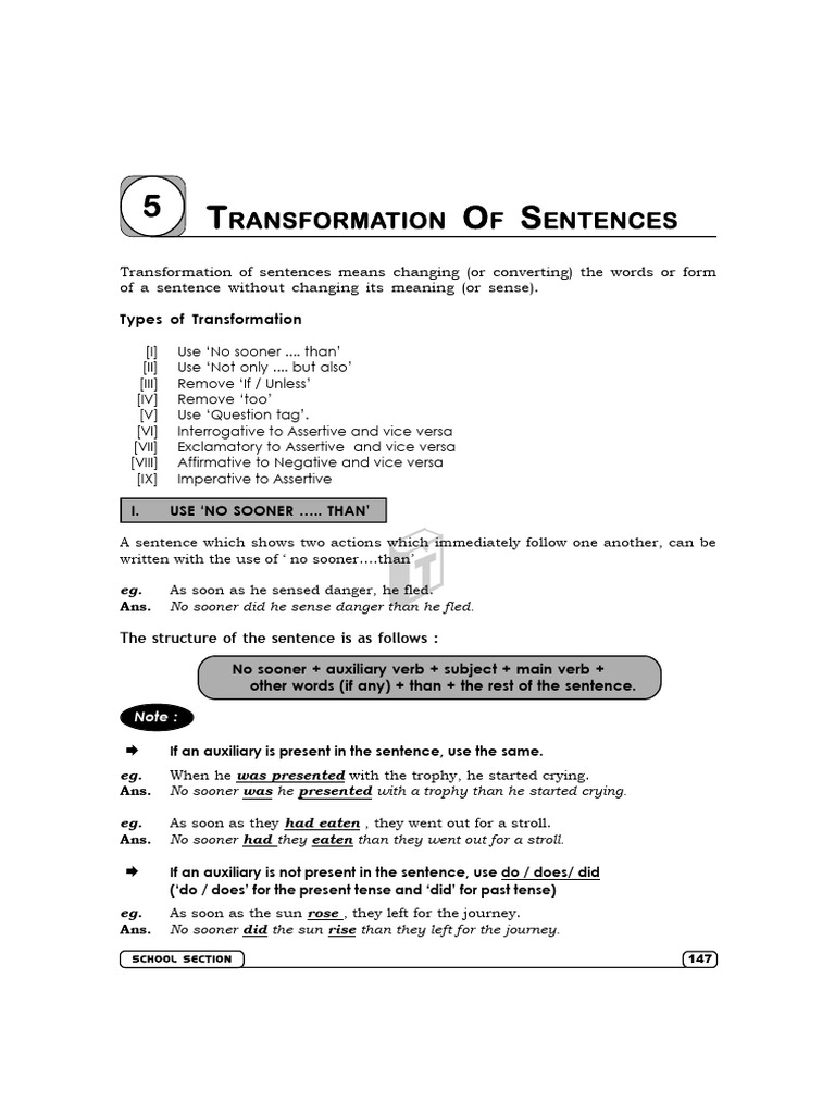 Transformation of Sentence.i.t. | PDF