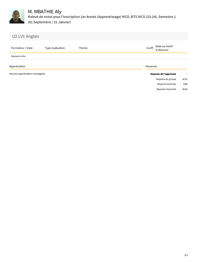 Releve Notes Appren Ant | PDF