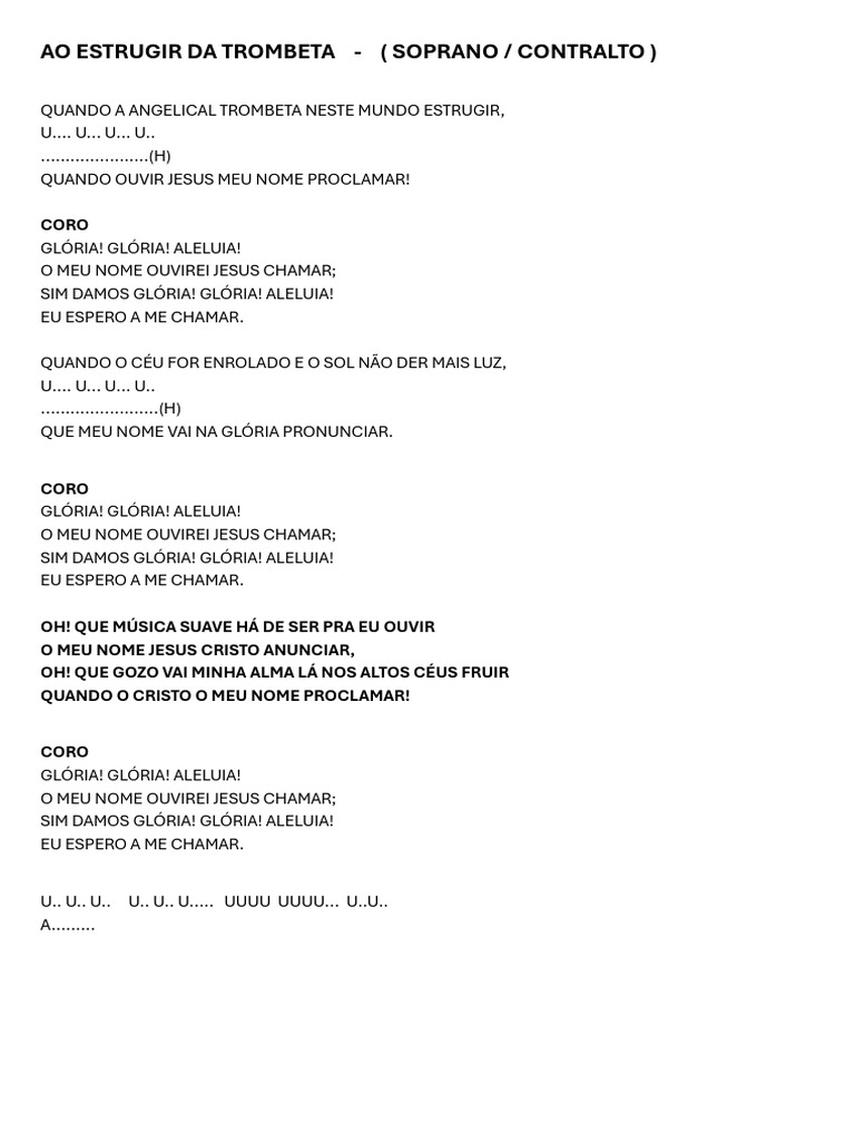 Ao Estrugir Da Trombeta | PDF | Artes Linguísticas e Disciplina ...