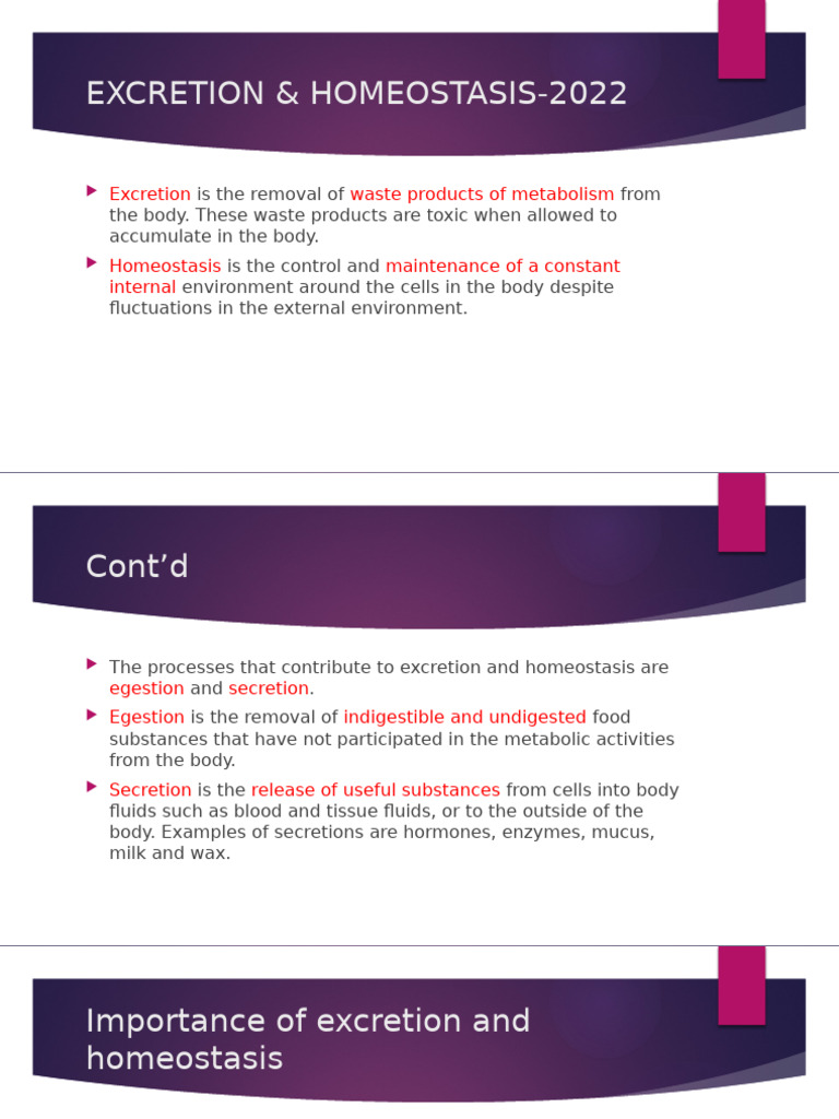 Biology: Excretion & Homeostasis | PDF | Excretion | Science & Mathematics