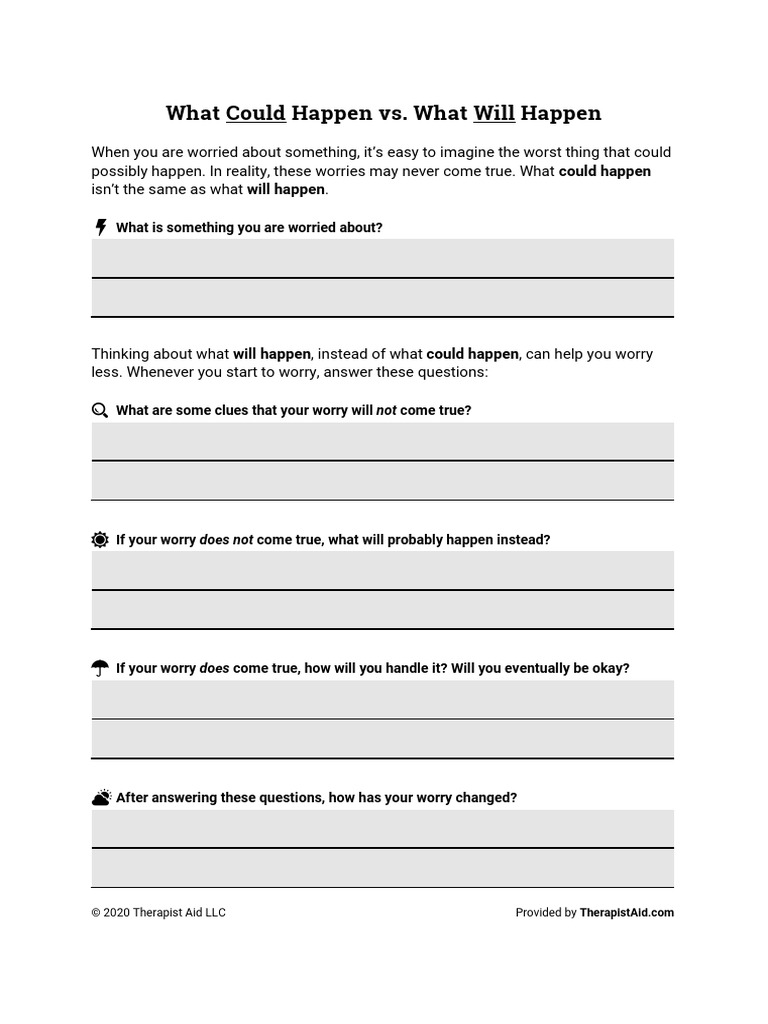 HTTPS:WWW Therapistaid Com:worksheets:worry-Exploration-Questions | PDF