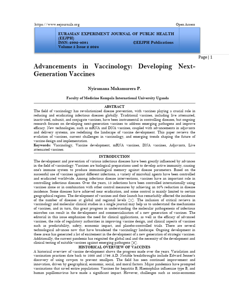 Advancements in Vaccinology: Developing Next Generation Vaccine (WWW ...