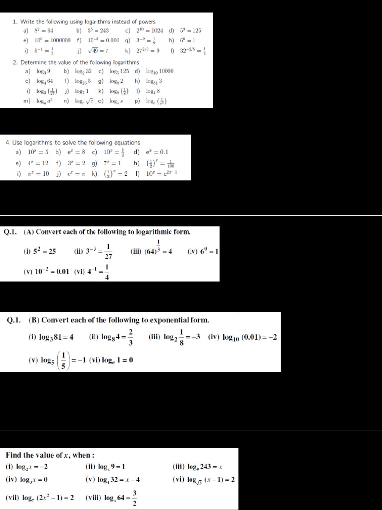 Extra Examples_Logarithm_Fractions_Polynomials PDF
