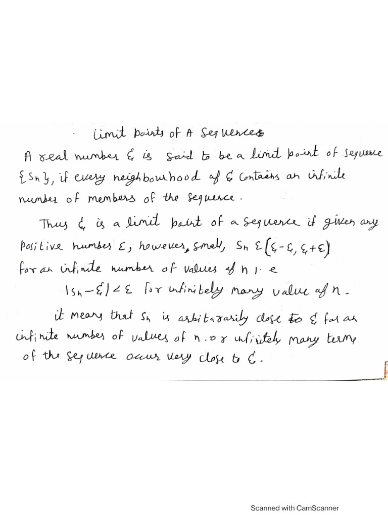 Limit Point of A Set (Hand Written Notes) | PDF