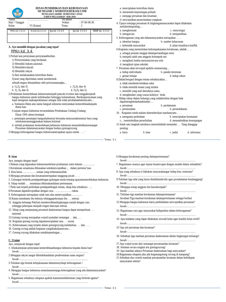 Sukses Ujian Akhir Semester (PAS) Kelas 6 Tema 2: Panduan Lengkap Mengunduh Soal dan Strategi Belajar Efektif