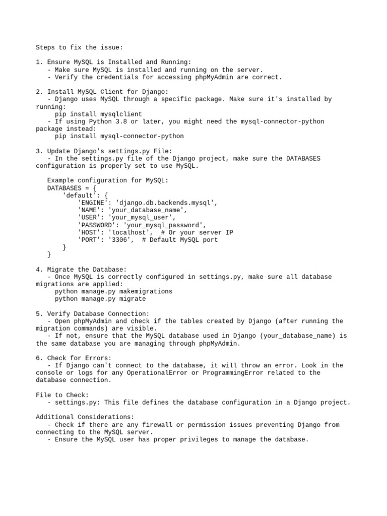 Django Mysql Fix Guide | PDF