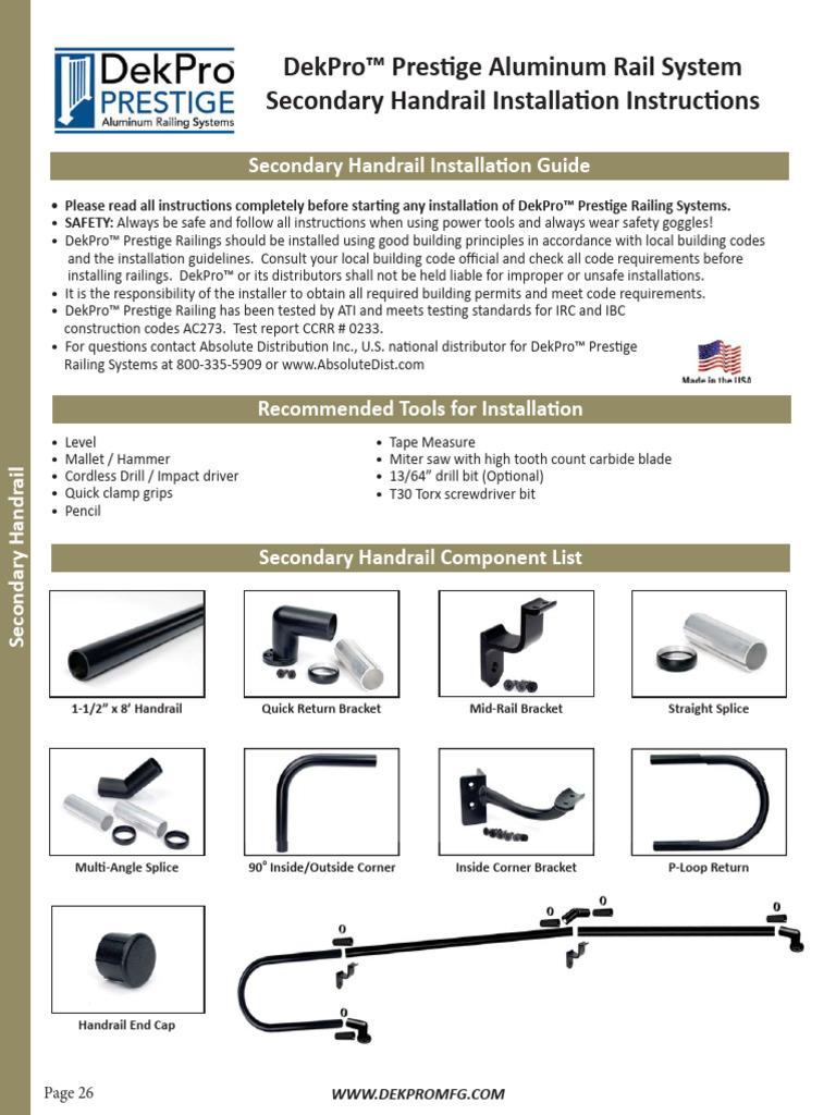 Dekpro Prestige Secondary Handrail Install Guide | PDF