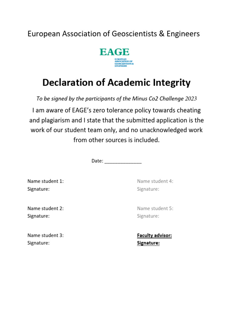 Declaration of Academic Integrity | PDF