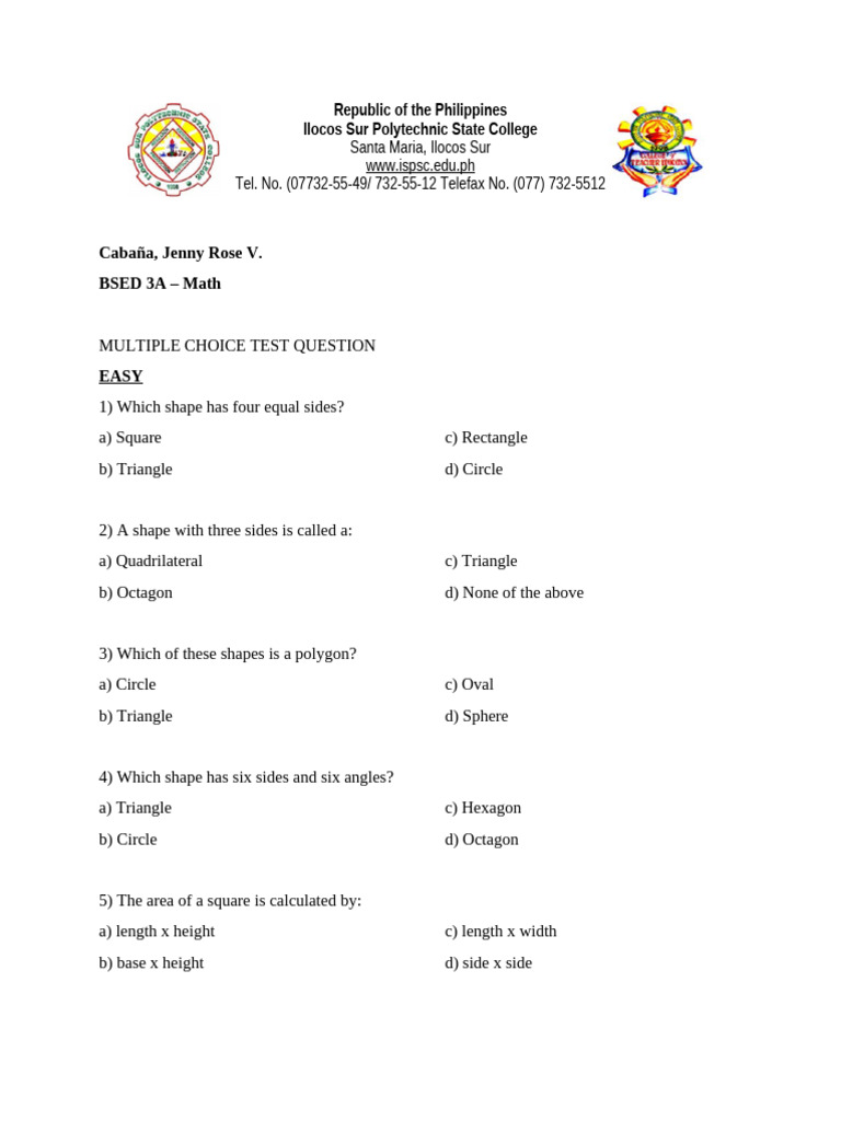 Test Question Geometry | PDF