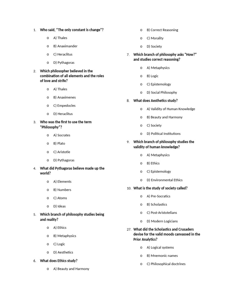 Preliminary Quiz | PDF