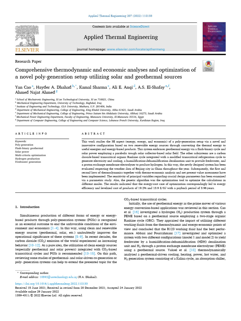 Comprehensive Thermodynamic and Economic Analyses and Optimization of A ...