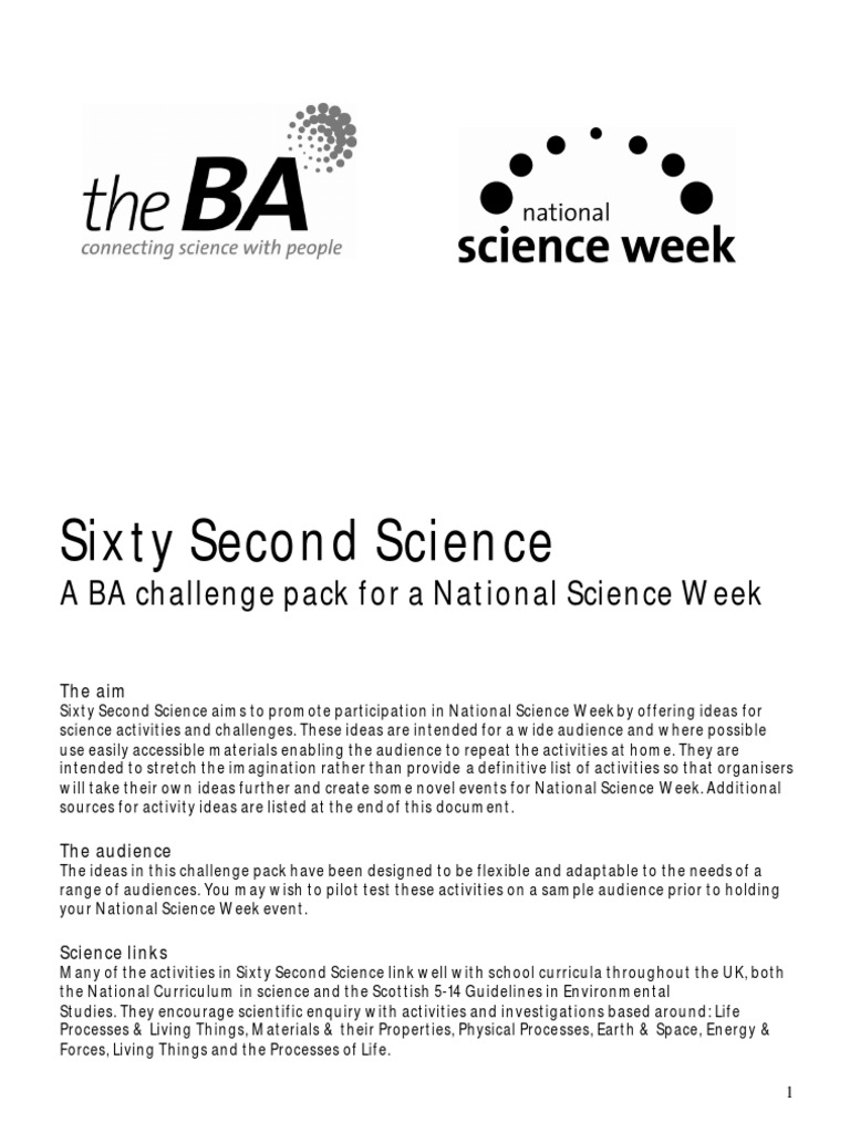 Sixty Second Science Challenge Ideas | PDF | Bicarbonate | Nature