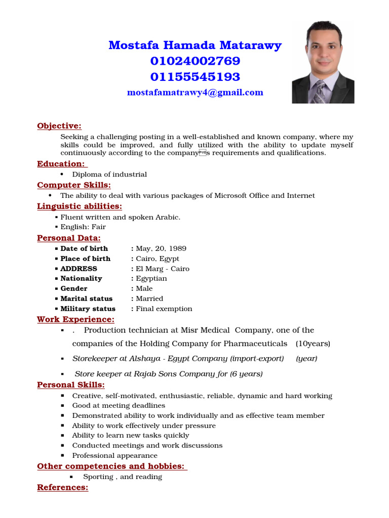 CV Mostafa Hamada-1 | PDF