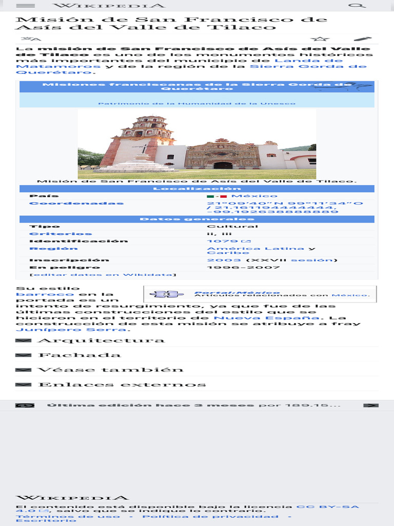 Misión de San Francisco de Asís Del Valle de Tilaco - Wikipedia, La ...